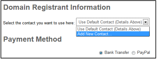 Add Contact Domain Registrant Information